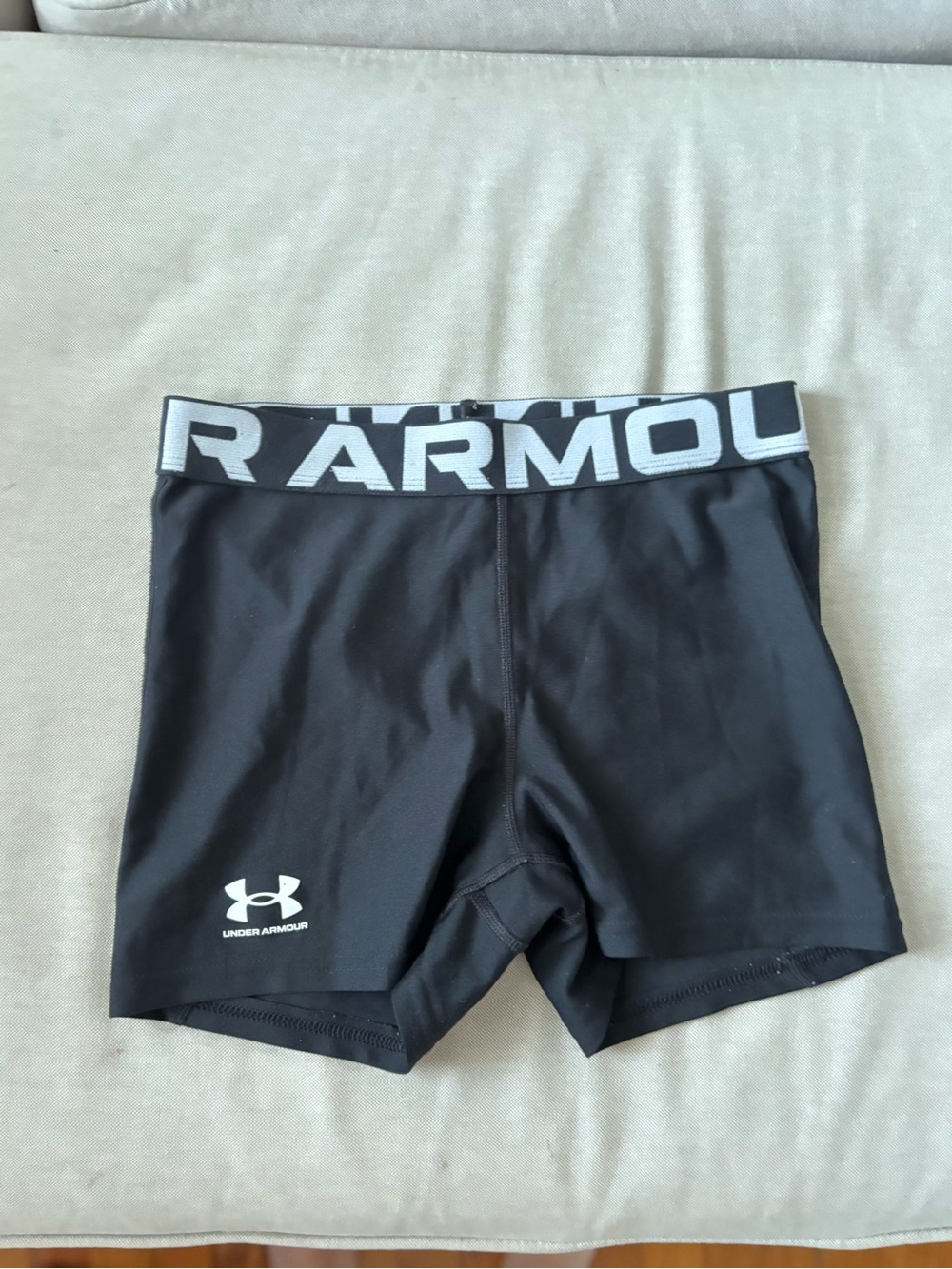 Under Armour Black Boys' Compression Shorts with Gray Logo Waistband
